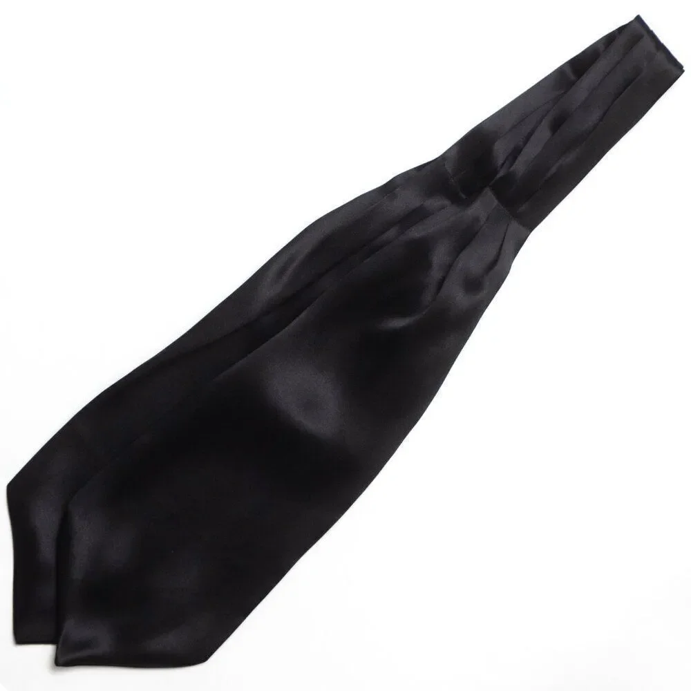 Silk Men's Cravat Ascot Gift Box A218‎ gift for him Black NWT